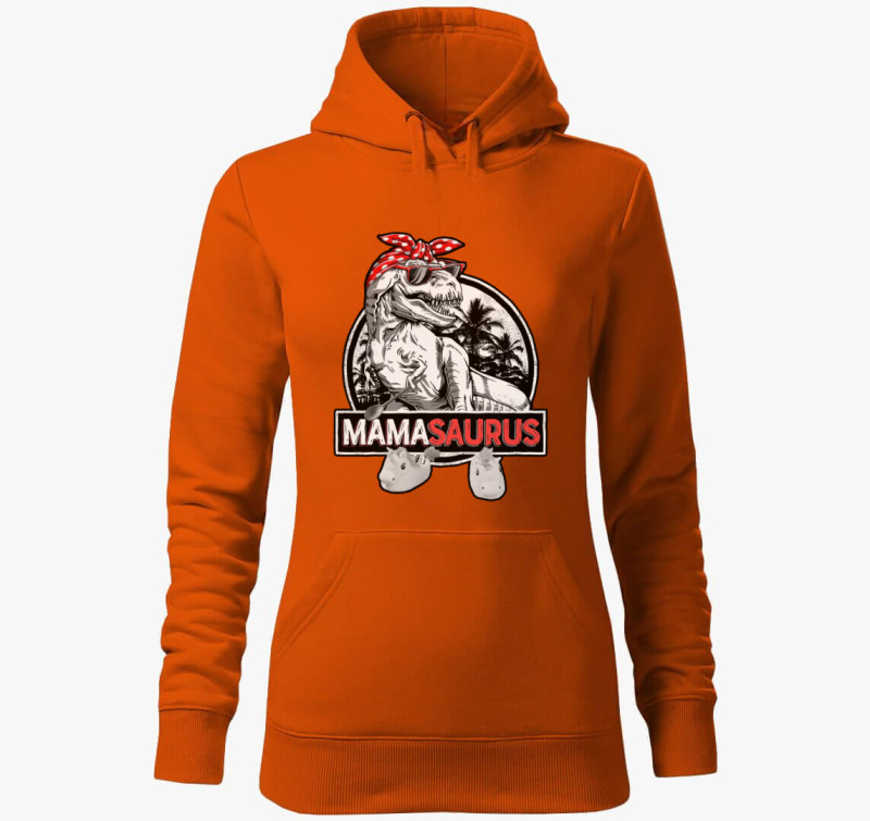 Mama saurus kapucnis pulóver — Narancssárga
