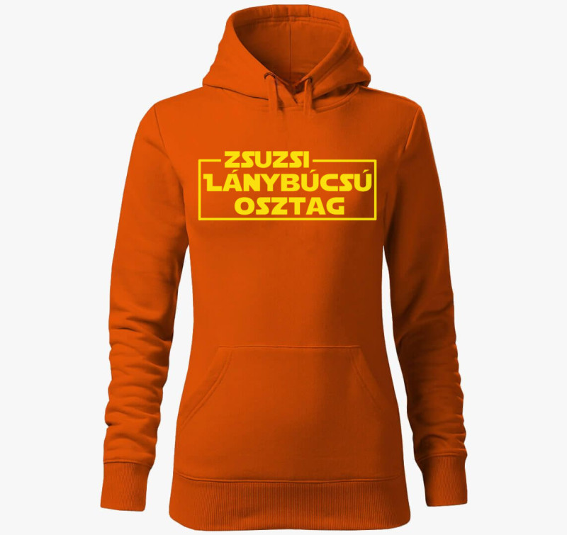 Lánybúcsú Osztag kapucnis pulóver -  Választható Névvel  — Narancssárga