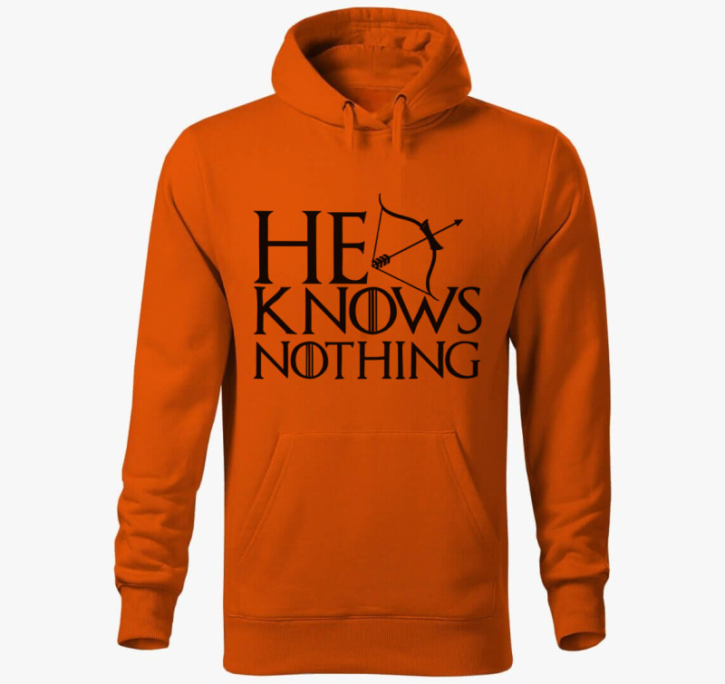 He knows nothing kapucnis pulóver — Narancssárga