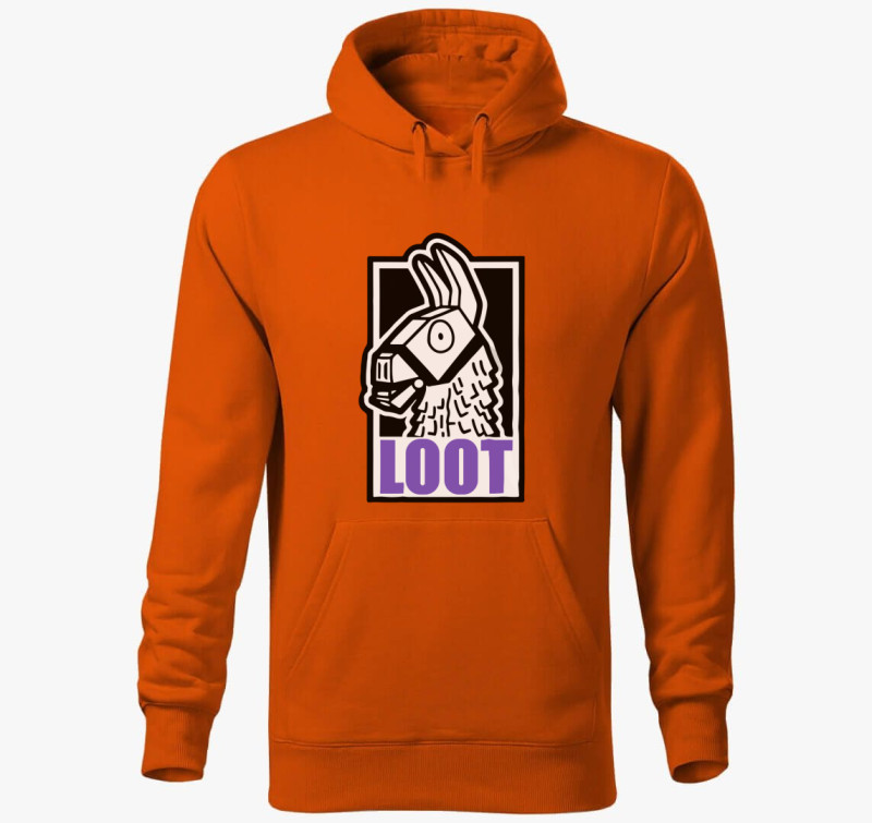 Fornite Loot purple kapucnis pulóver — Narancssárga