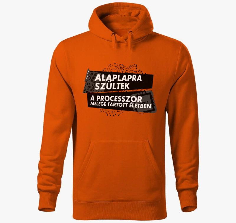 Alaplapra szültek kapucnis pulóver — Narancssárga
