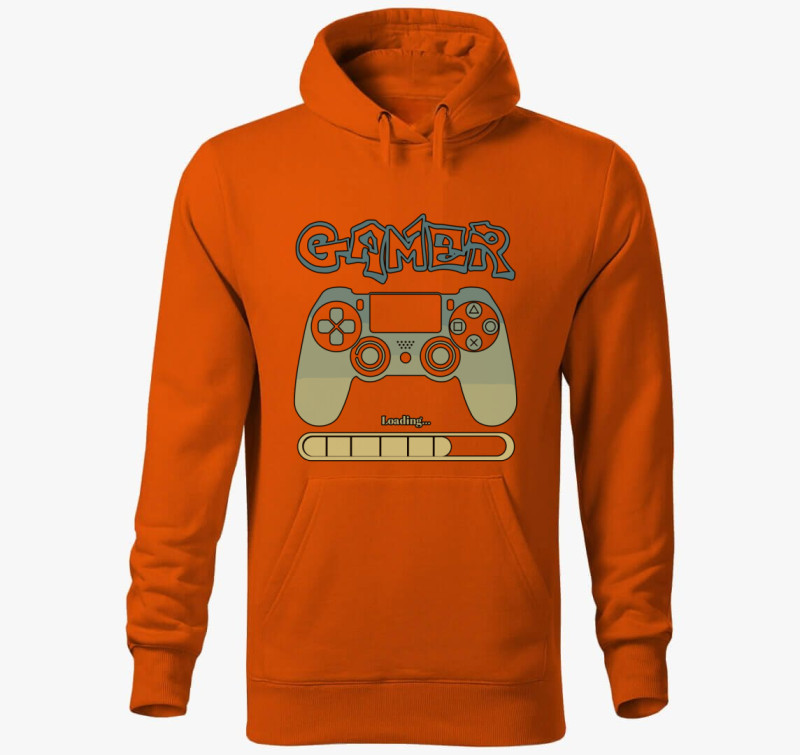 Gamer Loading kapucnis pulóver — Narancssárga