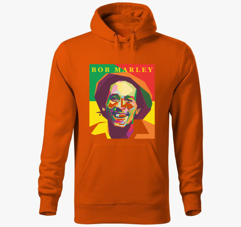 Bob Marley színes portré kapucnis pulóver — Narancssárga