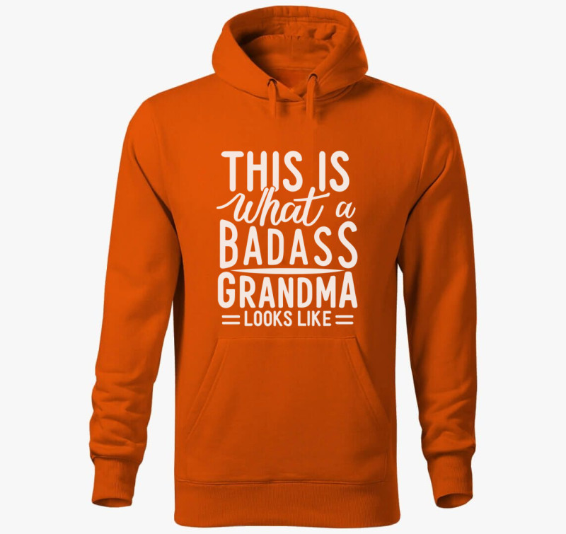 Badass Grandma look kapucnis pulóver — Narancssárga