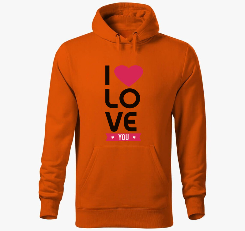 ILoveYou felirat kapucnis pulóver — Narancssárga