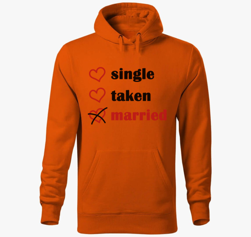 Single Taken Married kapucnis pulóver — Narancssárga