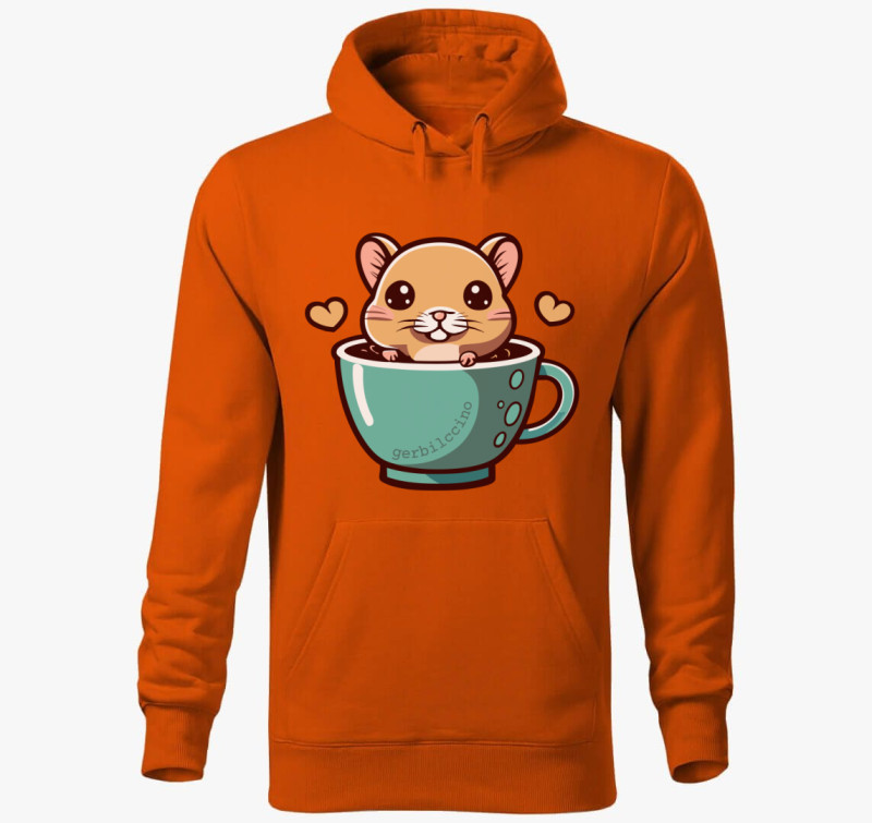 Gerbilccino kapucnis pulóver — Narancssárga