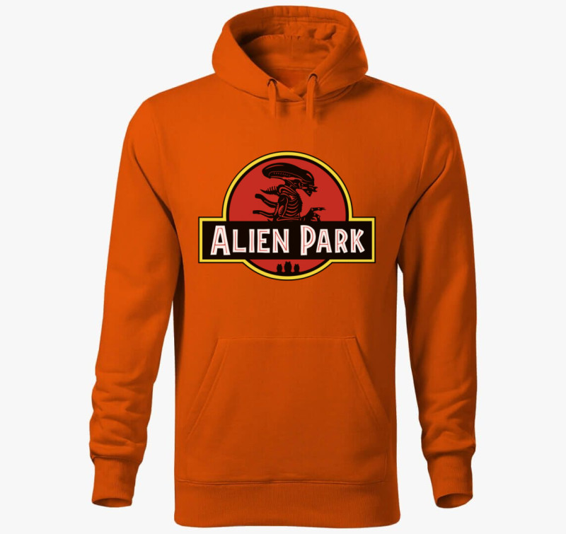 Alien Park kapucnis pulóver — Narancssárga