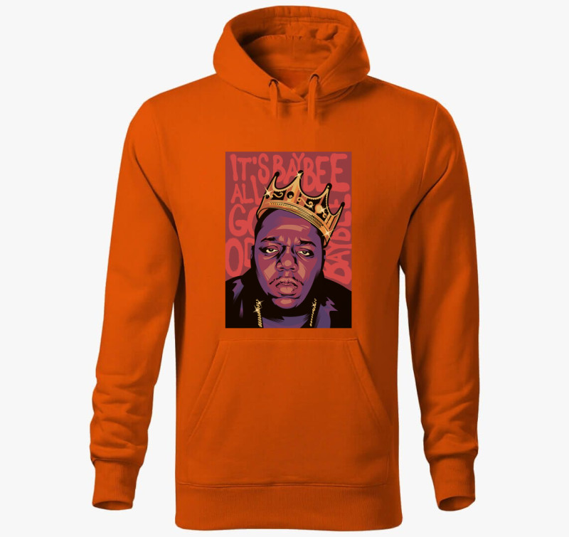 The Notorious B.I.G. koronában kapucnis pulóver — Narancssárga