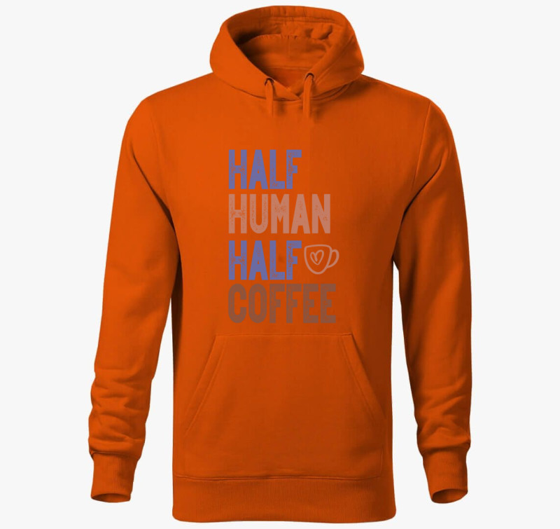 Half Human Half Coffee kapucnis pulóver — Narancssárga