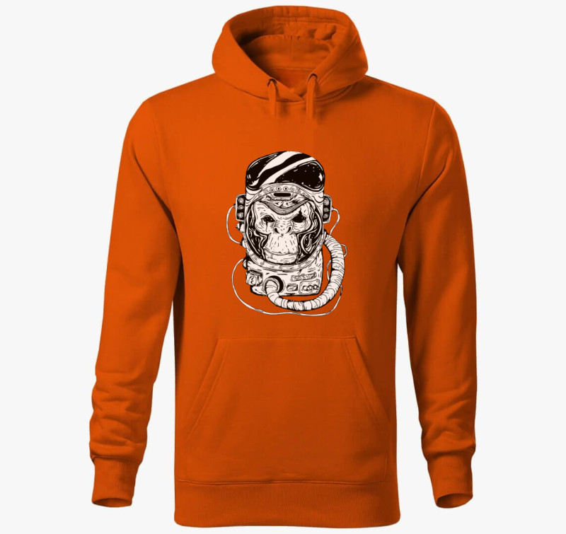 Space monkey kapucnis pulóver — Narancssárga