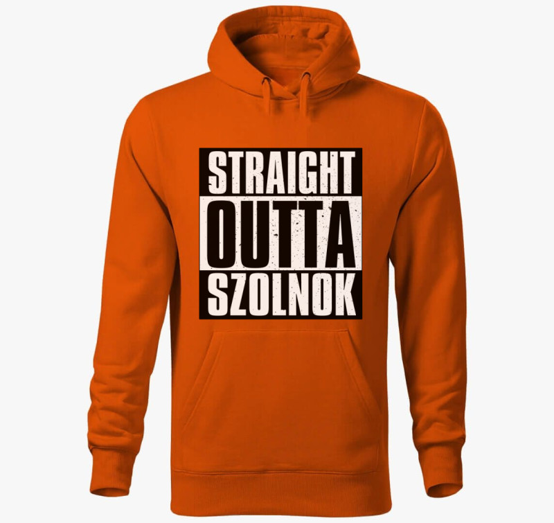 Straight Outta Szolnok (beírható) kapucnis pulóver — Narancssárga