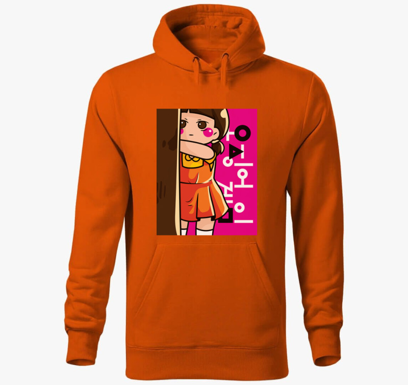 Squid game baba kapucnis pulóver — Narancssárga