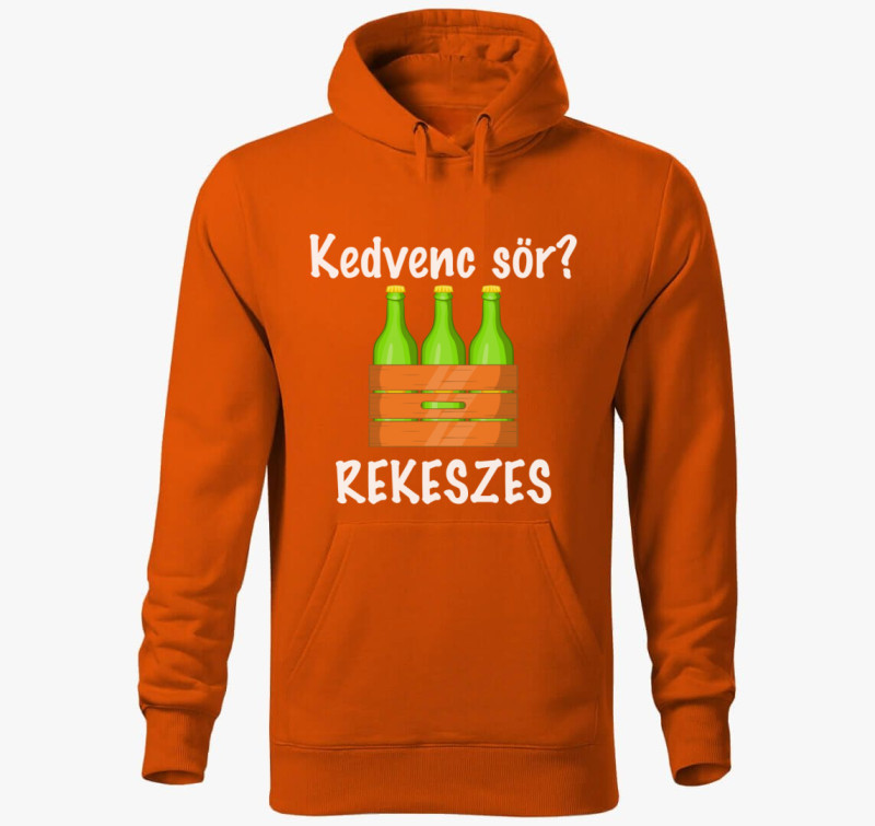 Kedvenc sör? rekeszes kapucnis pulóver — Narancssárga
