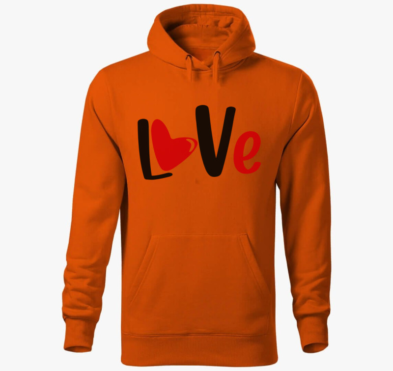 Love felirat kapucnis pulóver — Narancssárga