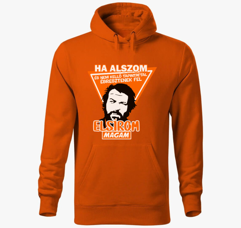 Bud Spencer mintás kapucnis pulóver — Narancssárga