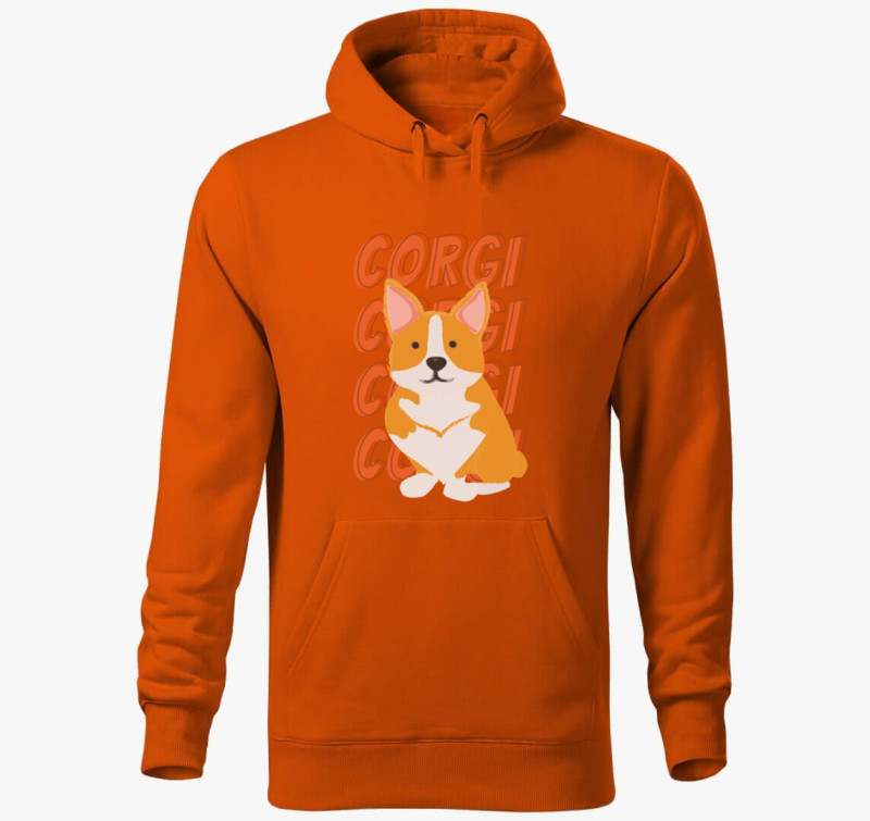 Corgi mintás kapucnis pulóver — Narancssárga