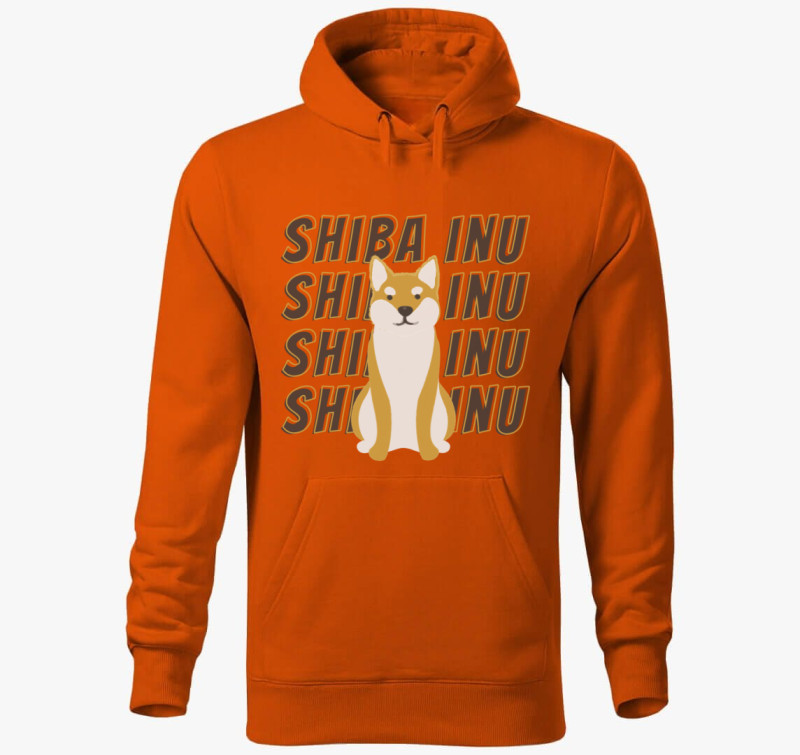 Shiba inu mintás kapucnis pulóver — Narancssárga