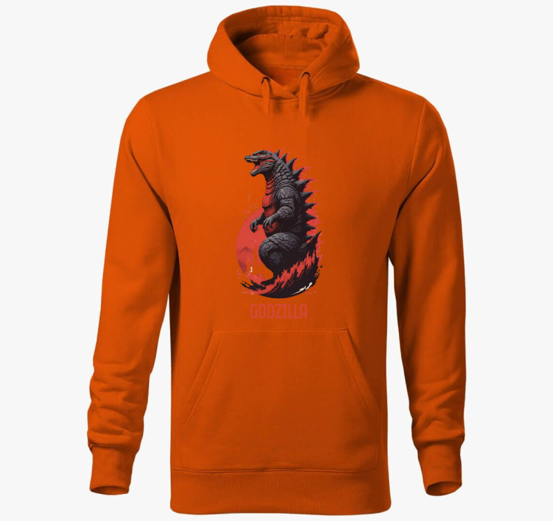 Godzilla art kapucnis pulóver — Narancssárga