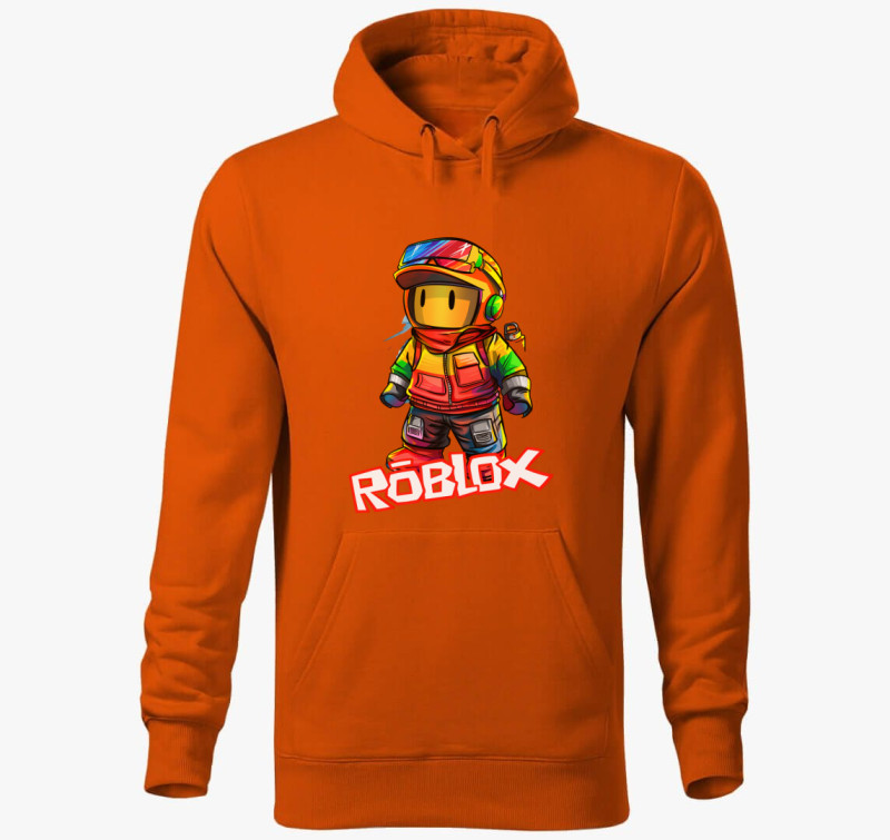 Rajzolt Roblox Figura kapucnis pulóver — Narancssárga