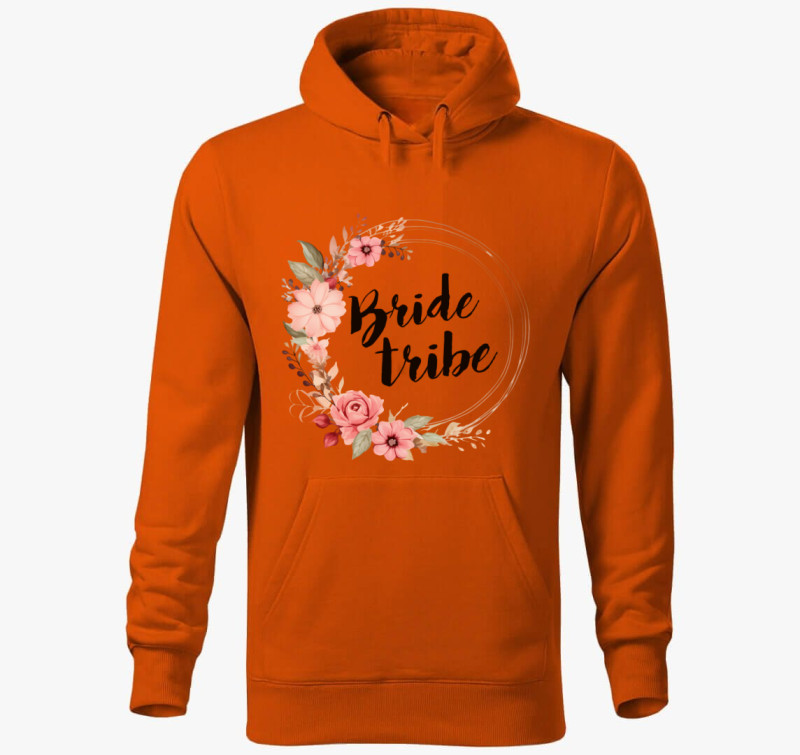 Bride tribe virágos kapucnis pulóver — Narancssárga
