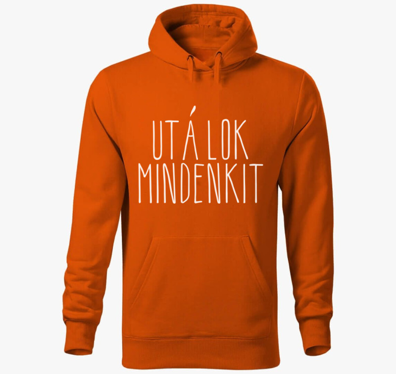 Utálok mindenkit mintás kapucnis pulóver — Narancssárga
