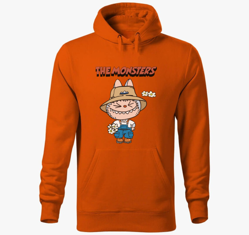 Farmer labubu kapucnis pulóver — Narancssárga