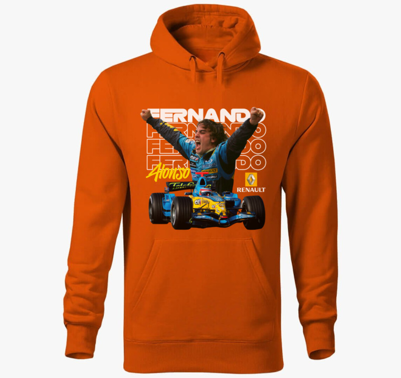 Alonso F1 kapucnis pulóver — Narancssárga