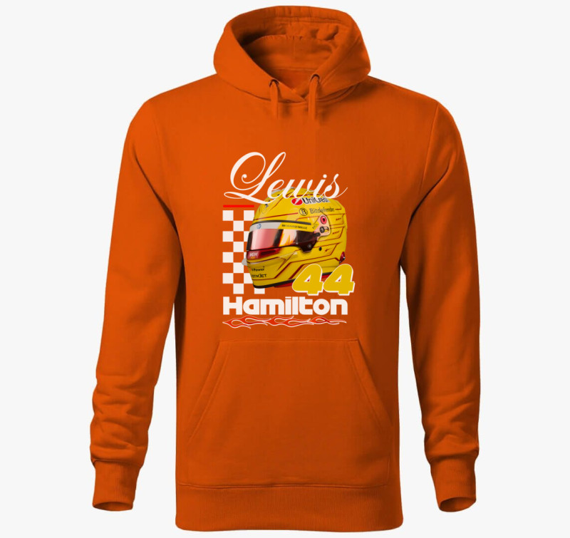 Lewis Hamilton Sisak kapucnis pulóver — Narancssárga