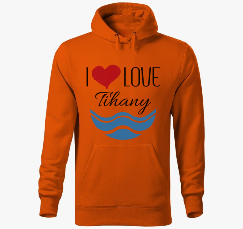 I love Tihany kapucnis pulóver — Narancssárga