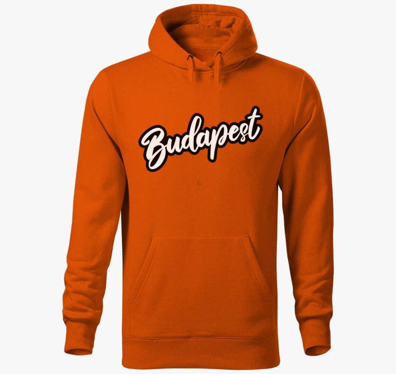 Budapest felirat kapucnis pulóver — Narancssárga