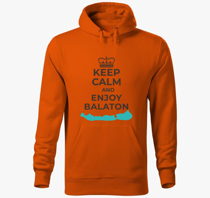 Keep calm and enjoy Balaton kapucnis pulóver — Narancssárga