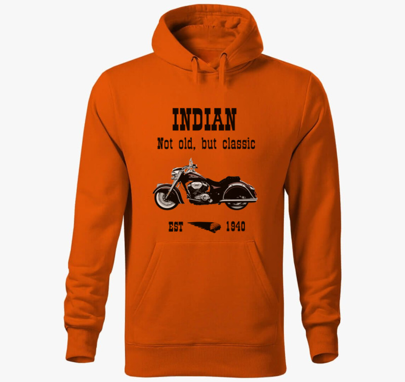 Klasszikus Indián Motor kapucnis pulóver — Narancssárga