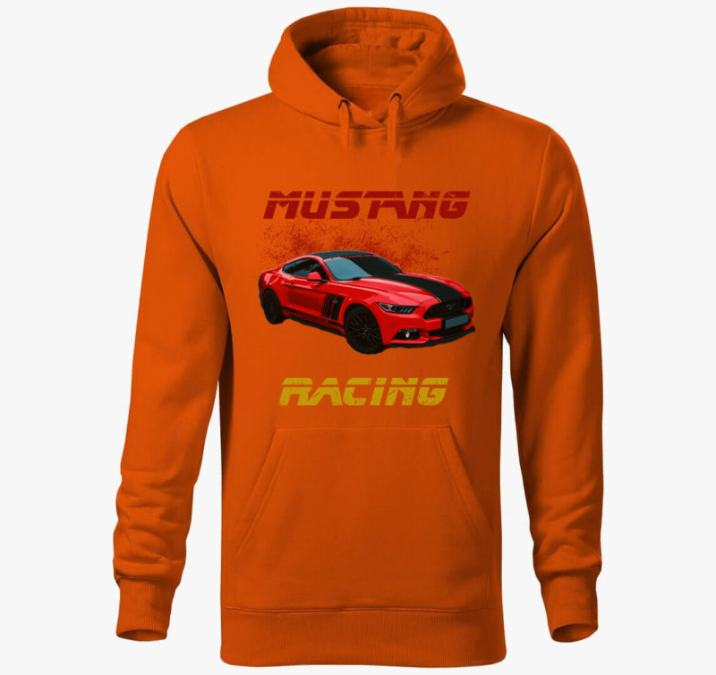 Mustang Racing kapucnis pulóver — Narancssárga