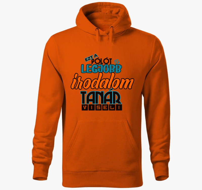 Irodalom tanár kapucnis pulóver — Narancssárga