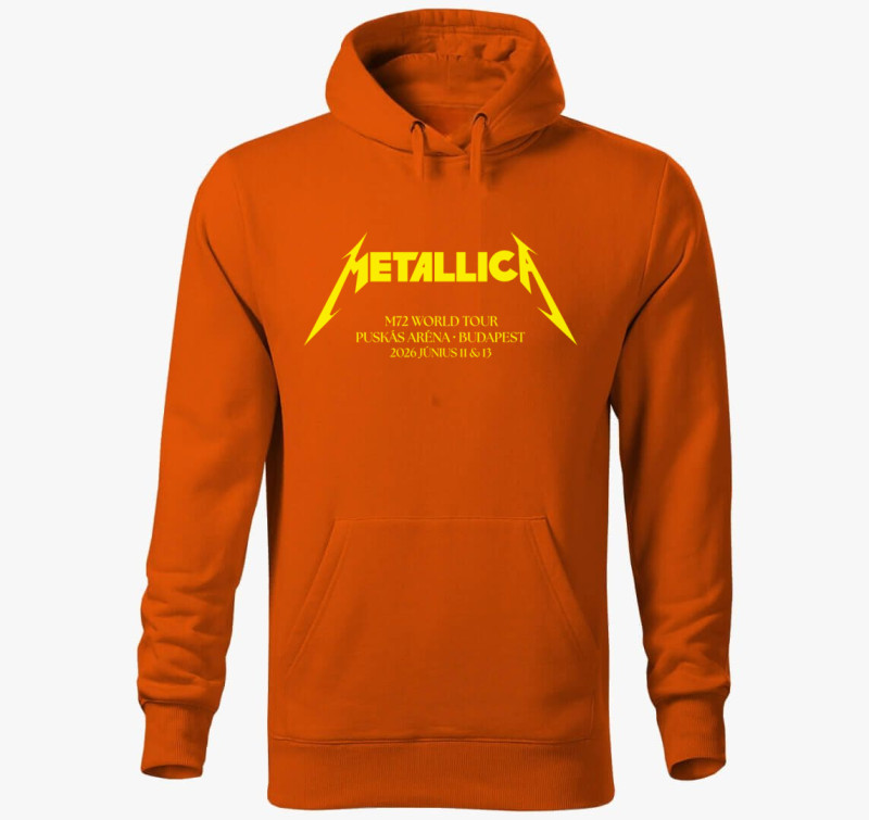 Metallica M72 World Tour Budapest kapucnis pulóver — Narancssárga