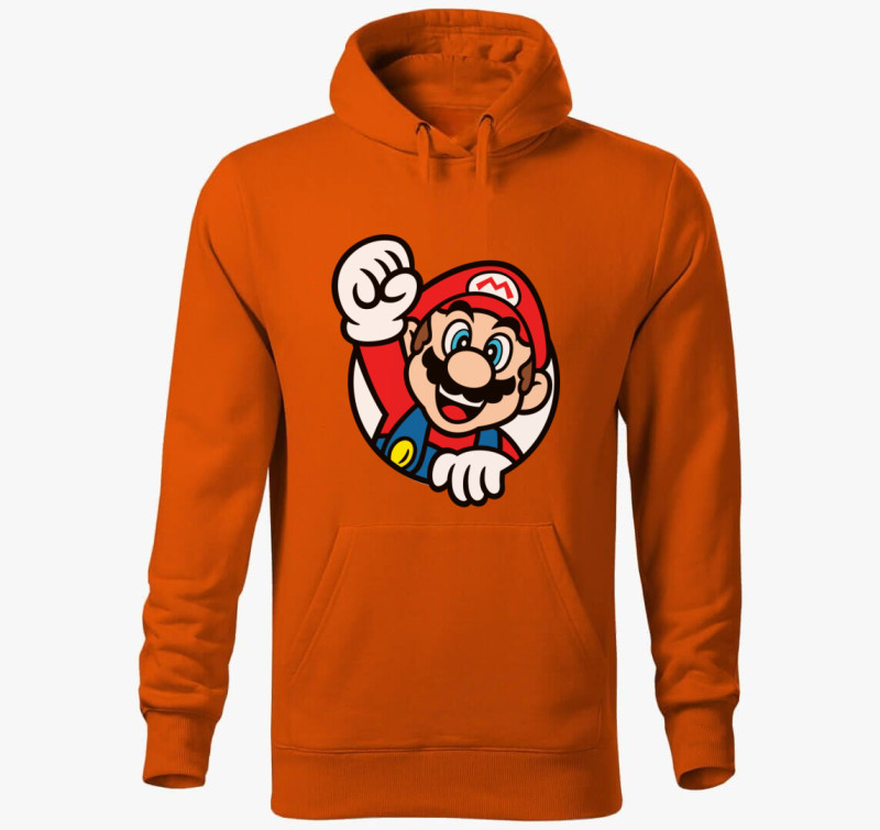 Supermario kapucnis pulóver — Narancssárga