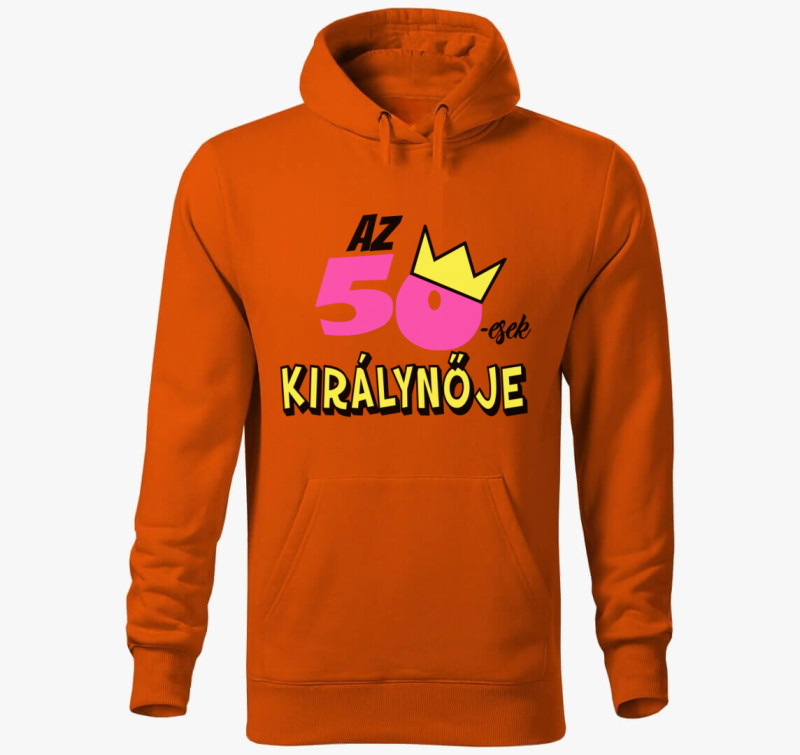 Az ötvenesek királynője kapucnis pulóver - válaszható korral — Narancssárga