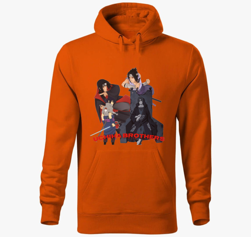 Uchiha brothers kapucnis pulóver — Narancssárga