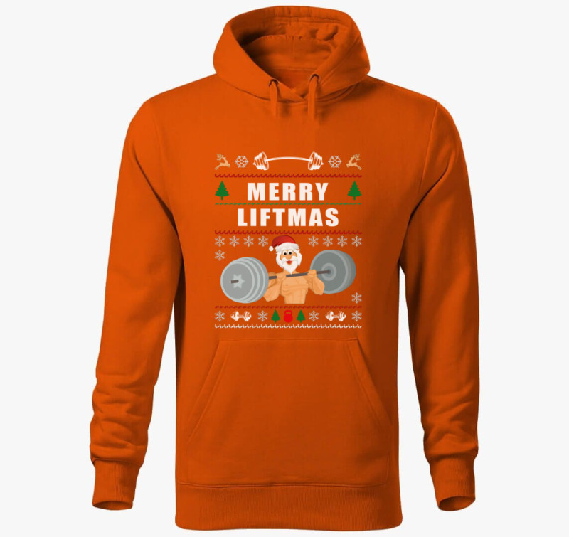 Merry liftmas kapucnis pulóver — Narancssárga