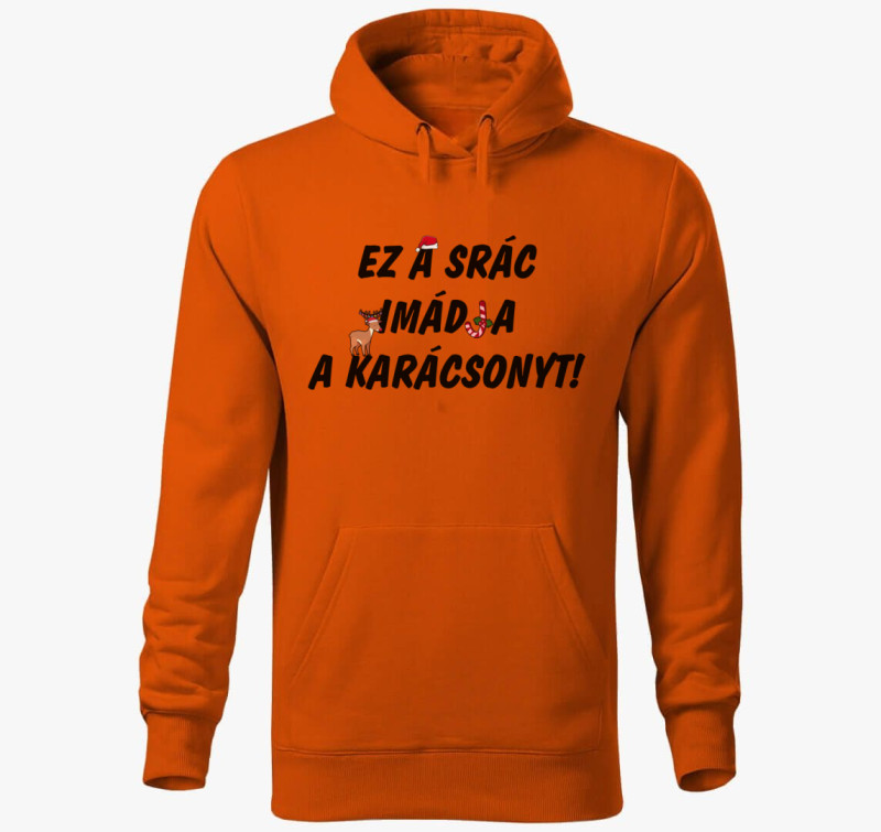 Ez a srác imádja a karácsonyt kapucnis pulóver — Narancssárga