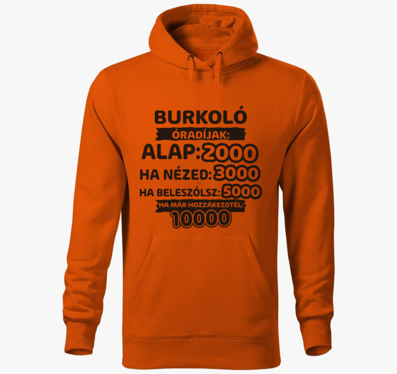 Burkoló óradíjak munka kapucnis pulóver — Narancssárga
