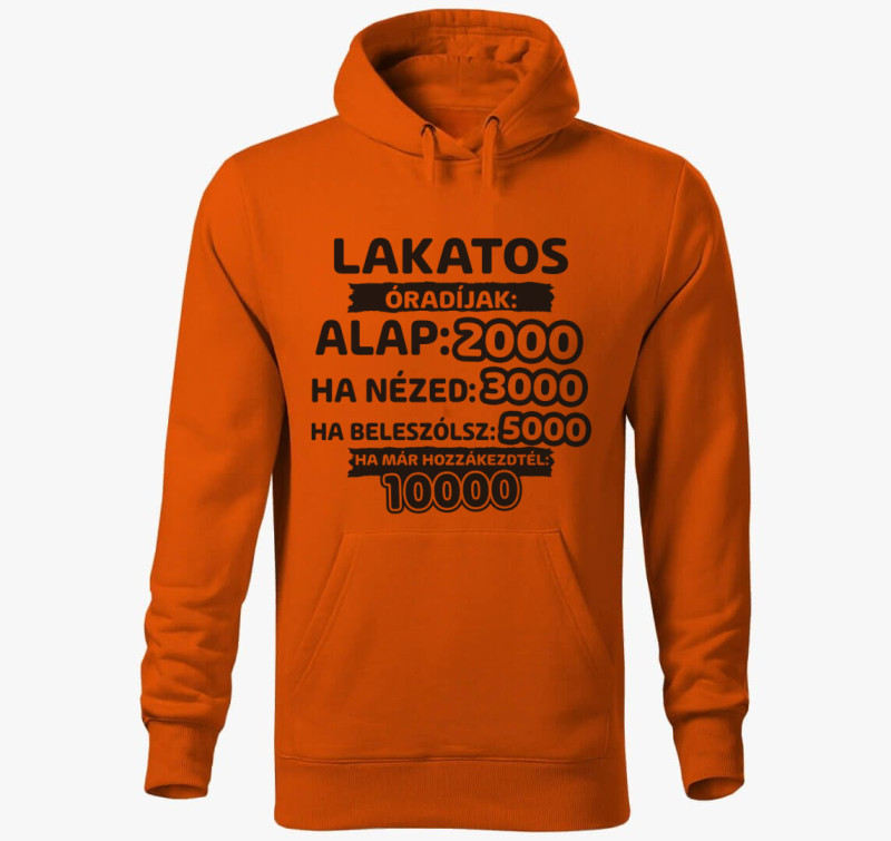 Lakatos óradíjak munka kapucnis pulóver — Narancssárga