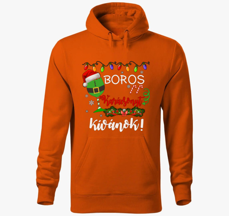 Boros karácsonyt kívánok kapucnis pulóver — Narancssárga