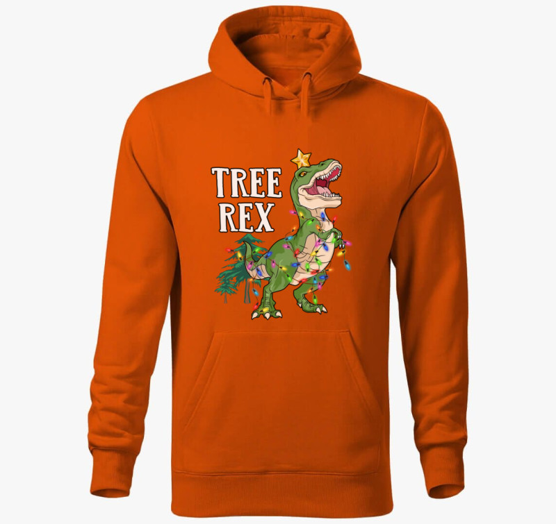 Tree Rex karácsonyi kapucnis pulóver — Narancssárga