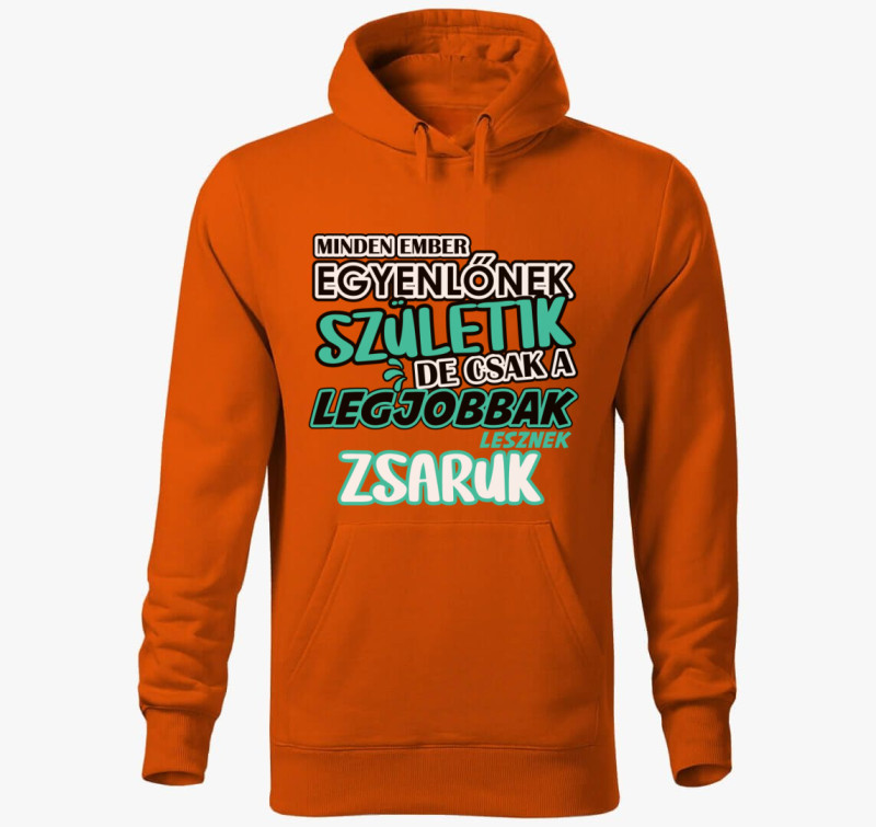 Egyenlőnek születik zsaru kapucnis pulóver — Narancssárga