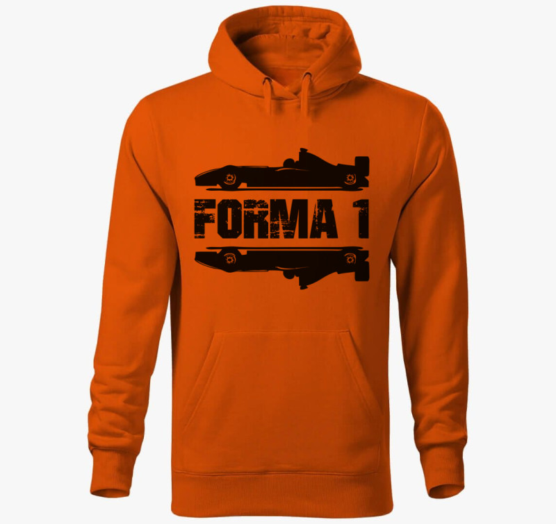 Forma 1 felirtaos kapucnis pulóver — Narancssárga