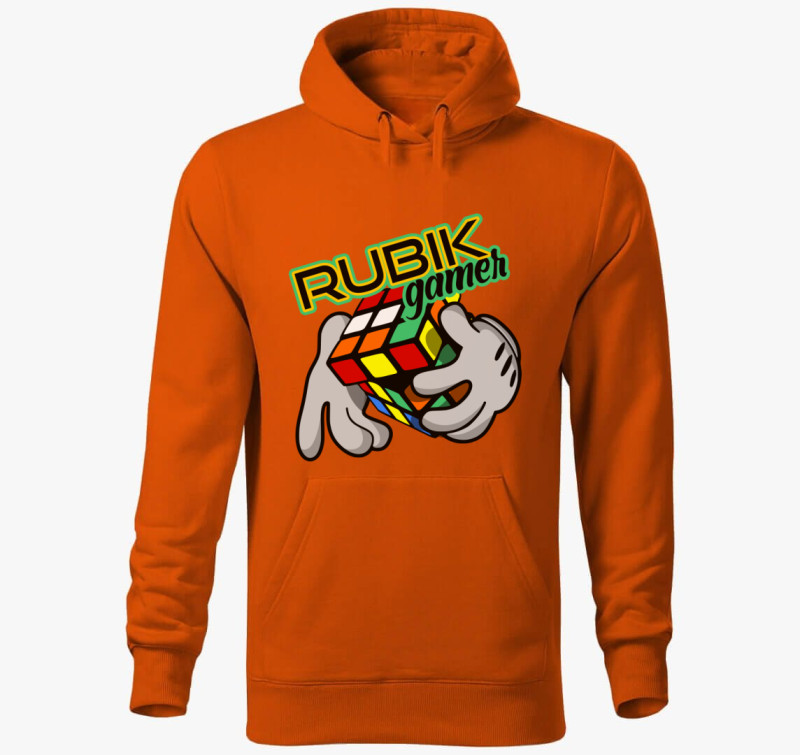 Comic rubik kapucnis pulóver — Narancssárga