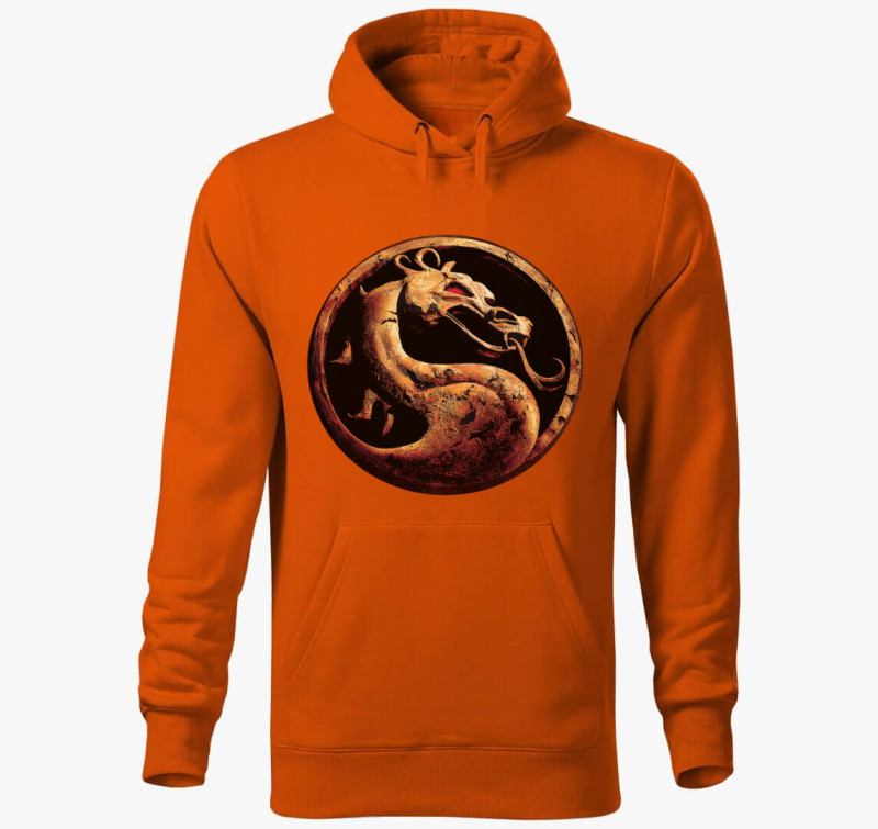 Mortal kombat 1995 mintájú kapucnis pulóver — Narancssárga