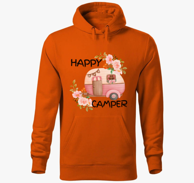 Happy camper kapucnis pulóver — Narancssárga
